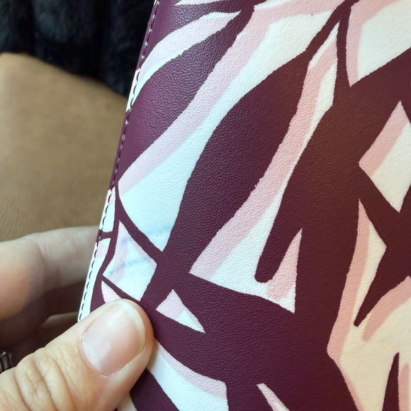 Kate Spade Maroon and Cream Leaf Pattern Tote - Picture 4 of 11